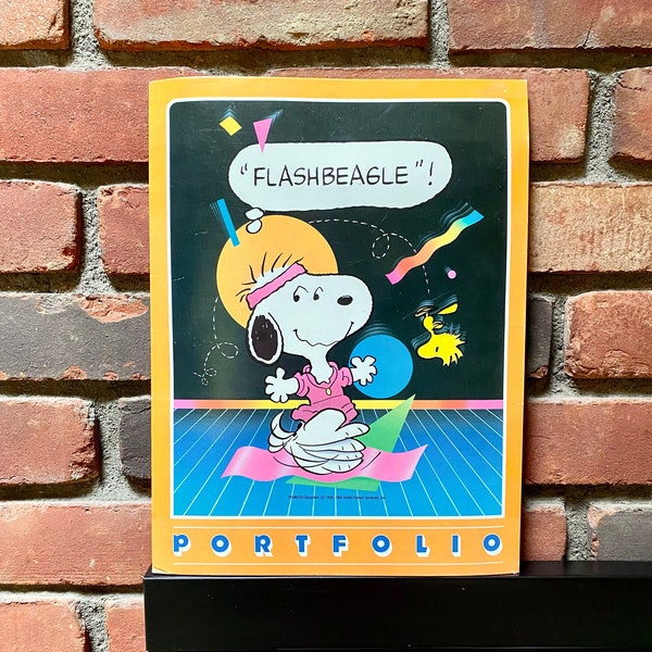 Vintage Snoopy School Folder - Snoopy Portfolio - Peanuts Two Pocket Folder -  Binder Folder - Flashdance Snoopy - 1980's Snoopy