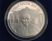Silver 1993 World Youth Day Commemorative Medal Featuring Pope Paul - Silver Coin - Vintage Catholic Gift -