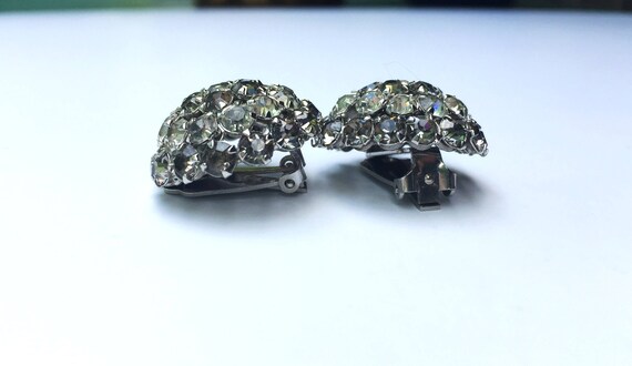 Vintage Rhinestone Earrings - Warner Signed Gray … - image 3