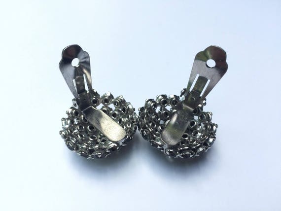 Vintage Rhinestone Earrings - Warner Signed Gray … - image 6