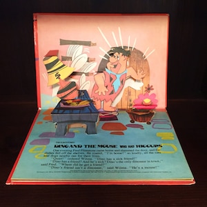 Vintage Children&#39;s Book - Pop Up Hanna Barbera Flintstones Collectible - &quot;Dino and the Mouse Who Had Hiccups&quot;