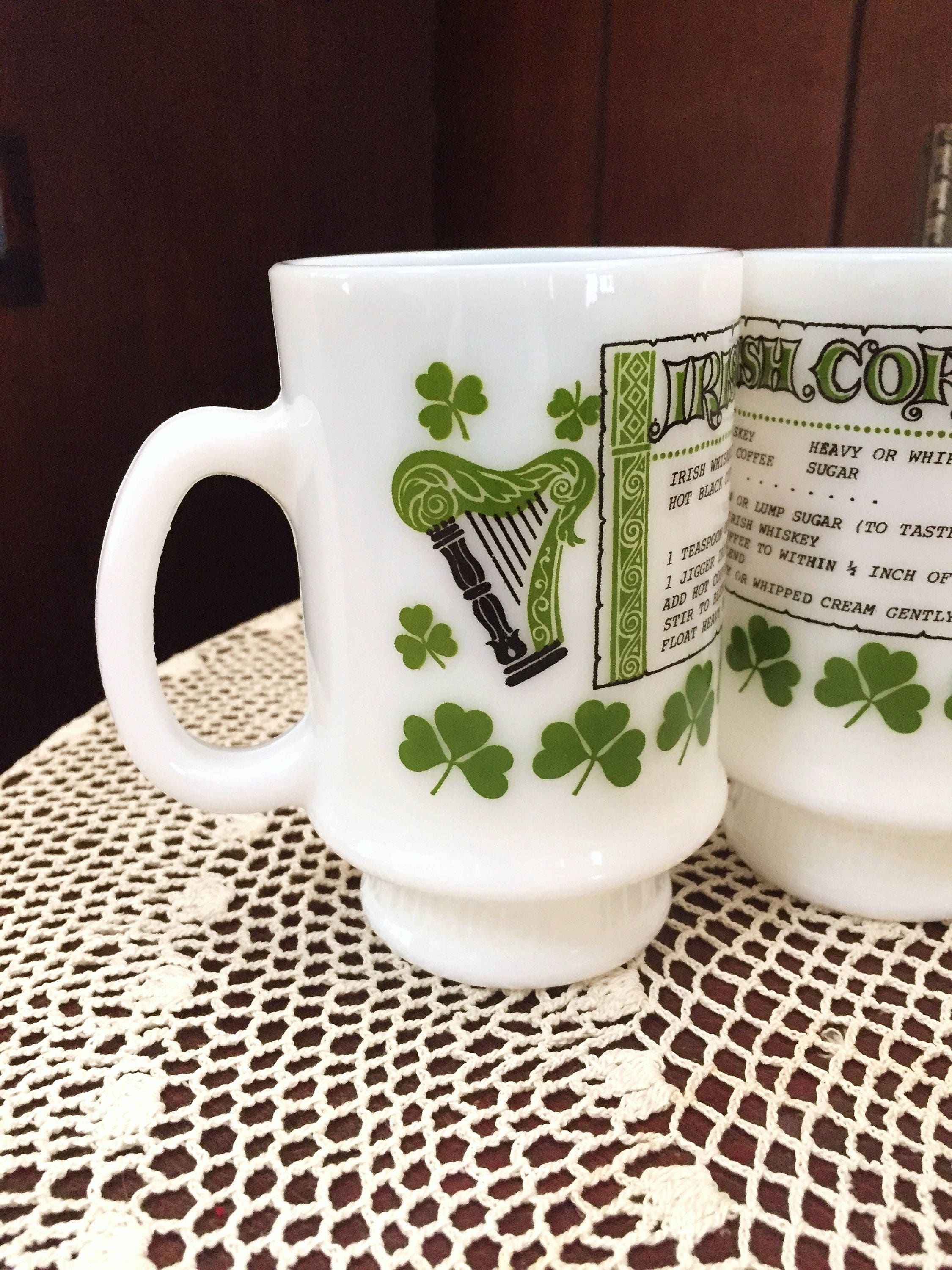 Vintage Irish Coffee Mugs Milk Glass Coffee Mugs Irish Etsy