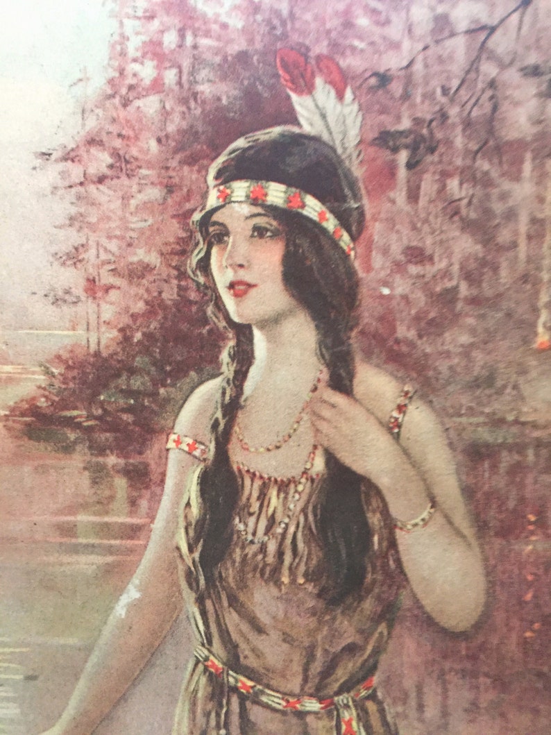 Vintage Rustic Indian Maiden Print by F. R. Harper Native Etsy