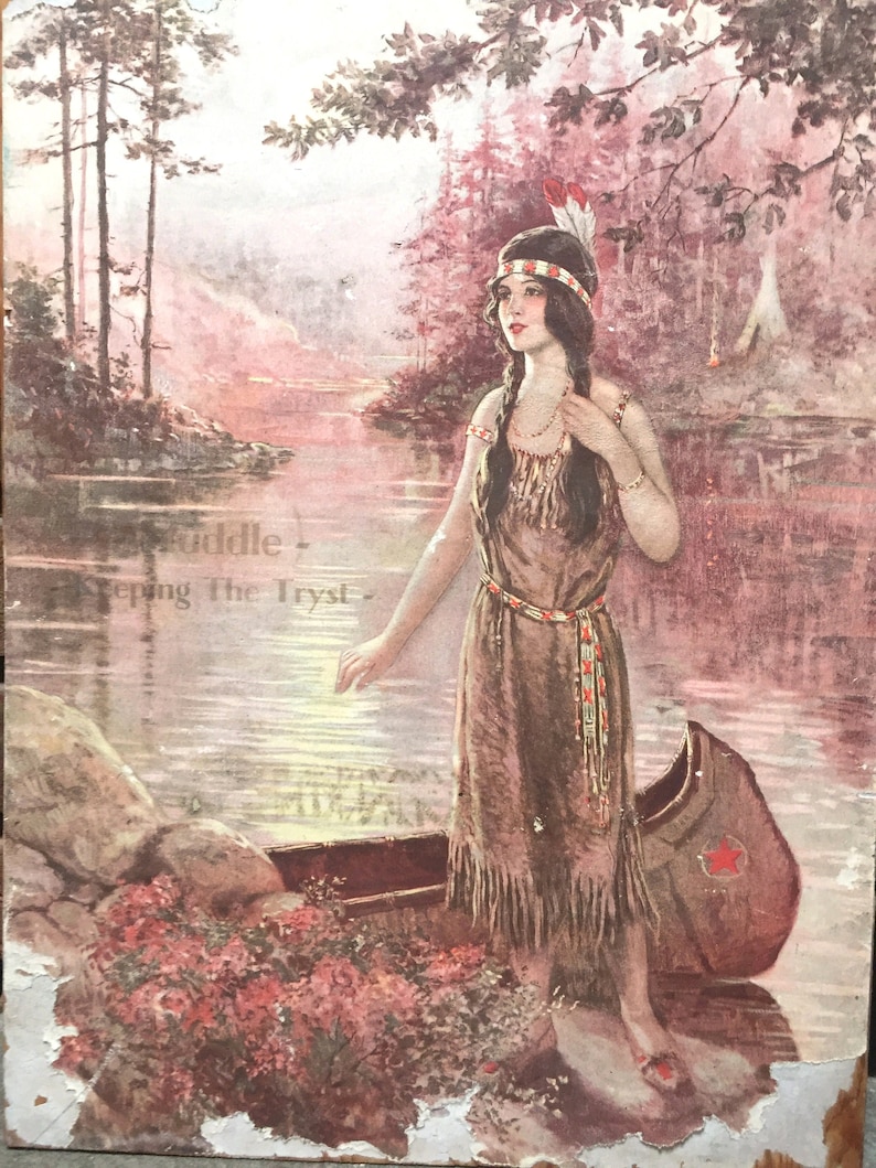 Vintage Rustic Indian Maiden Print by F. R. Harper Native Etsy