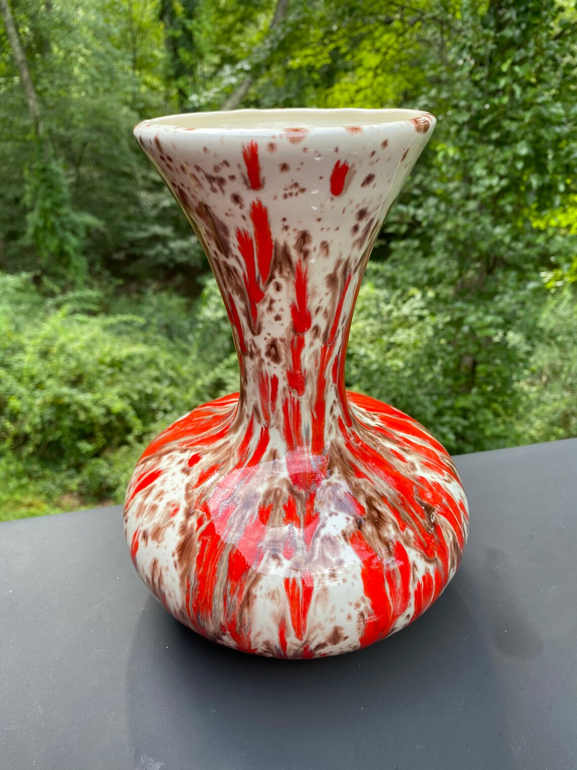 Vintage Drip Glaze 1970s Signed Vase Speckled Splatter Glaze Etsy