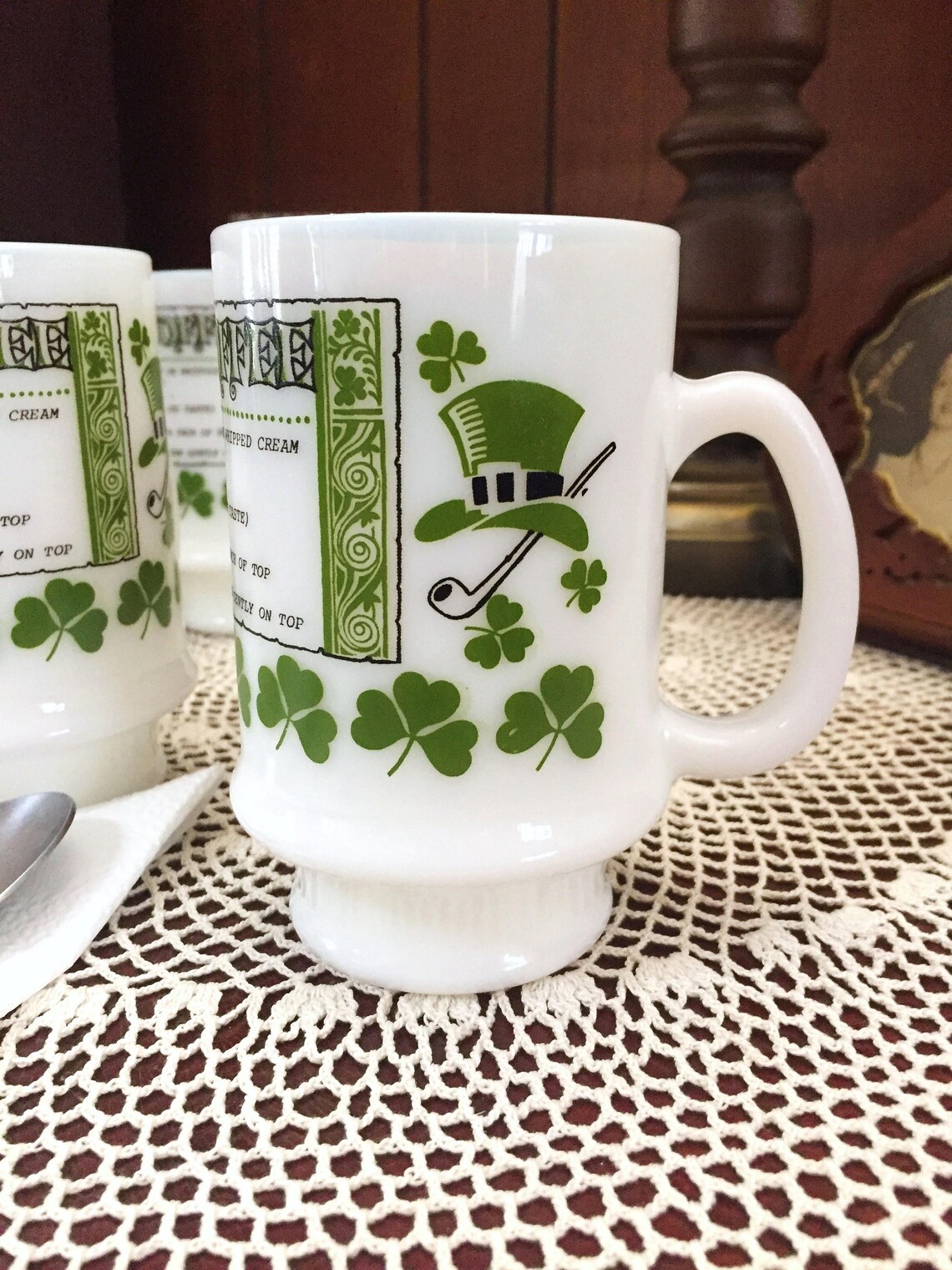 Vintage Irish Coffee Mugs Milk Glass Coffee Mugs Irish Etsy