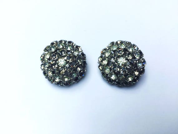 Vintage Rhinestone Earrings - Warner Signed Gray … - image 2