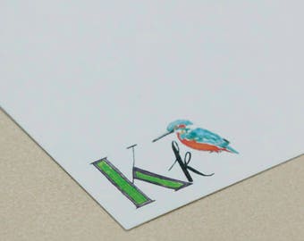 Personalised Letter Stationery - K is for Kingfisher