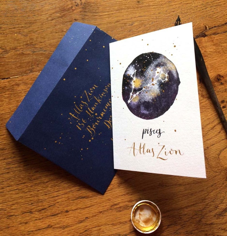 Virgo Constellation Greeting Card, Birthday Card, New Baby Card, Blank Card Catriona Tyrwhitt, B is for Bird Illustrations image 5