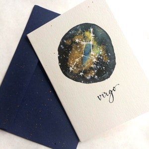 Virgo Constellation Greeting Card, Birthday Card, New Baby Card, Blank Card Catriona Tyrwhitt, B is for Bird Illustrations image 3