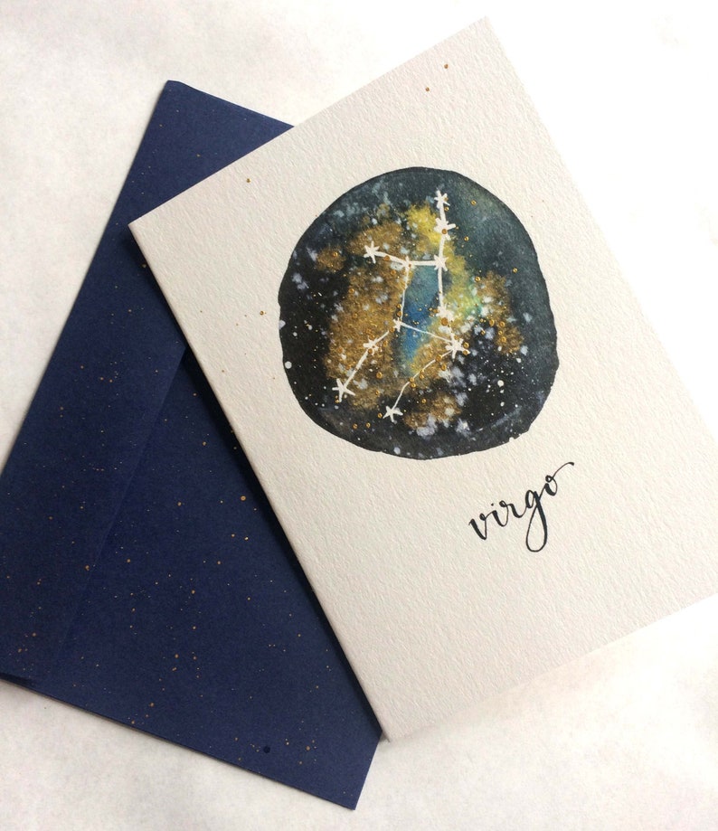 Virgo Constellation Greeting Card, Birthday Card, New Baby Card, Blank Card Catriona Tyrwhitt, B is for Bird Illustrations image 3