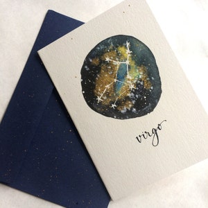 Virgo Constellation Greeting Card, Birthday Card, New Baby Card, Blank Card Catriona Tyrwhitt, B is for Bird Illustrations image 2