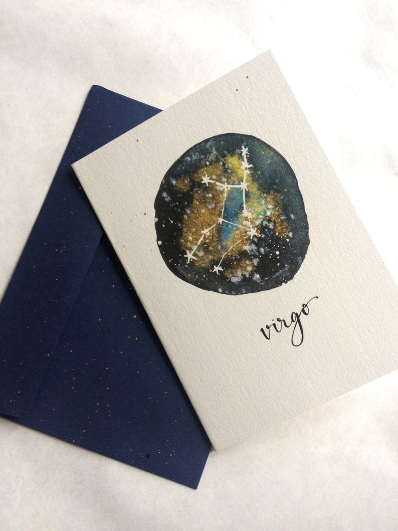 Virgo Constellation Greeting Card, Birthday Card, New Baby Card, Blank Card Catriona Tyrwhitt, B is for Bird Illustrations image 2
