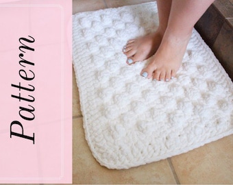 Bath Mat Crochet Pattern / Bobble Bath Mat Crochet Pattern / Crochet Rug Pattern / Crochet Floor Mat / Crochet Bath Rug Pattern