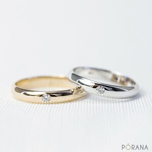 Single diamond classic wedding ring in 14K/18K solid gold and Platinum
