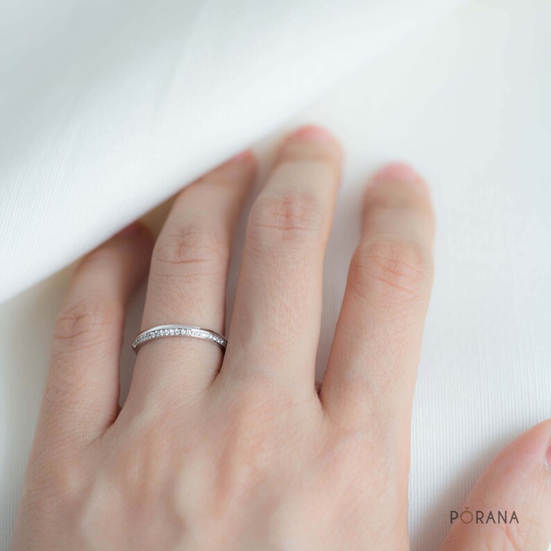 Petite Knife-Edge Side Pave Diamond Ring image 9