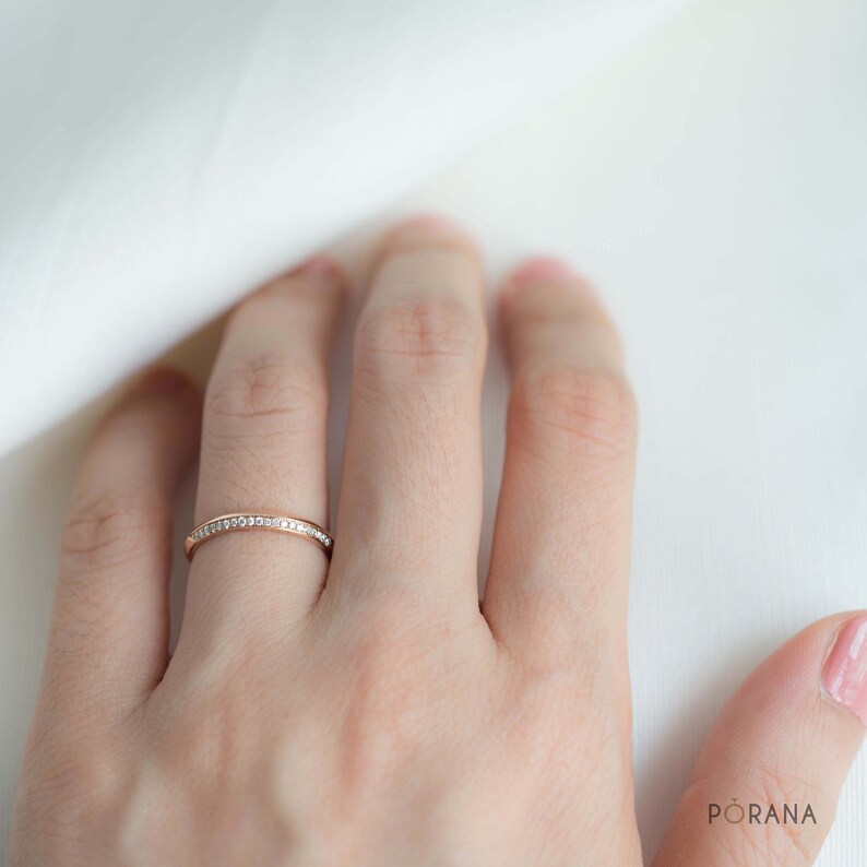 Petite Knife-Edge Side Pave Diamond Ring image 10