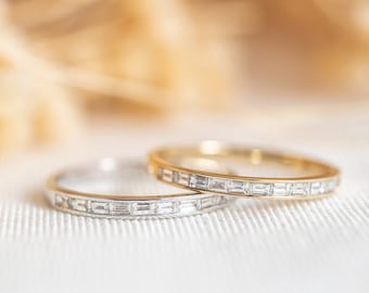 Baguette Diamond Wedding Band/Band ring in 14K/18K gold and platinum, stacking ring, wedding band, baguette band