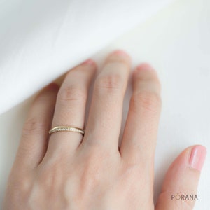 Petite Knife-Edge Side Pave Diamond Ring image 11