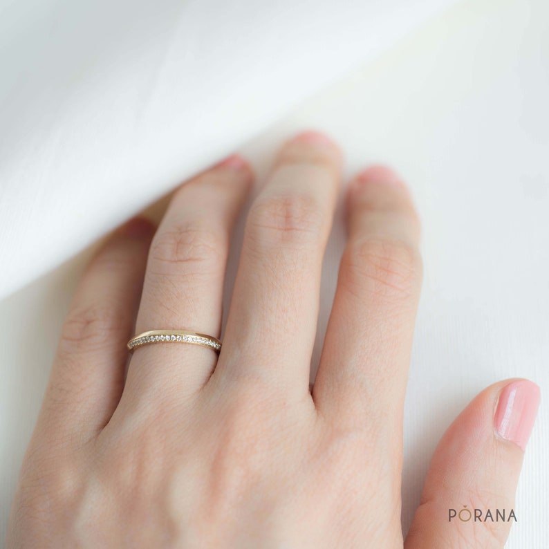 Petite Knife-Edge Side Pave Diamond Ring image 11