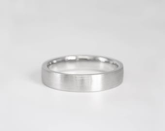 Men’s Low-Profile Wedding Band, modern Matte Brushed finish