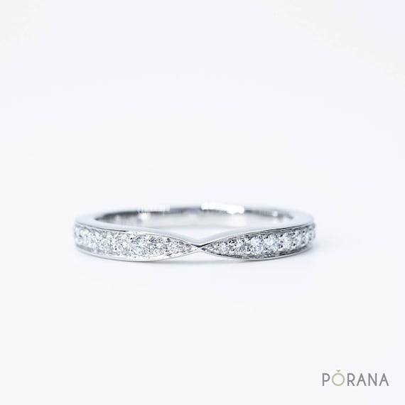 Tapered Diamond Wedding Band in 14K 18K Gold and Platinum