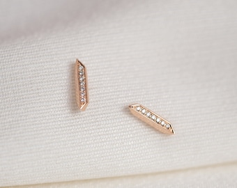 Petite Diamond Rice Bar Stud Earrings