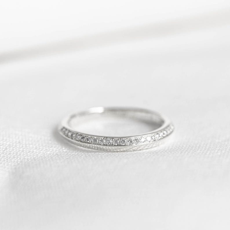 Petite Knife-Edge Side Pave Diamond Ring image 3