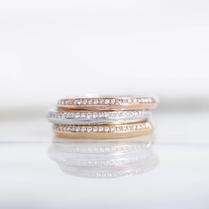 Petite Knife-Edge Side Pave Diamond Ring image 1