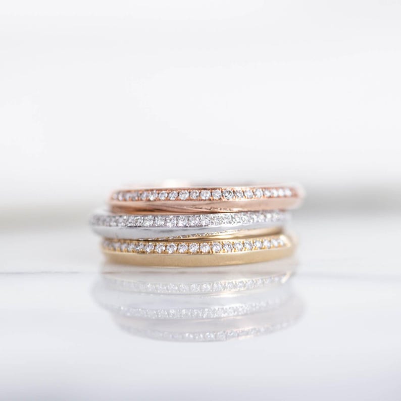 Petite Knife-Edge Side Pave Diamond Ring image 1