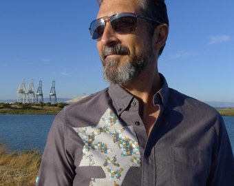 Men's Dress Shirt with Custom Applique: MEDIUM