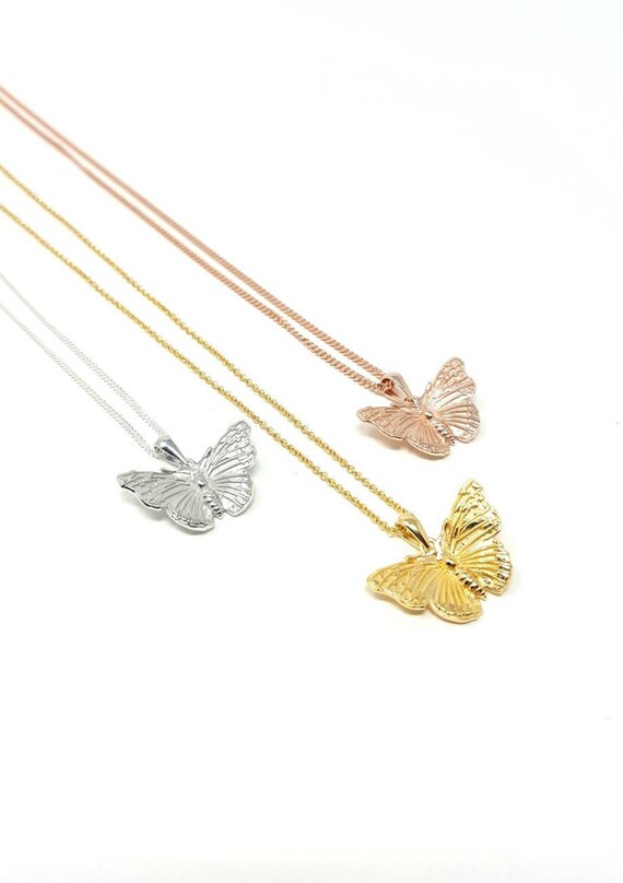 butterfly rose gold necklace