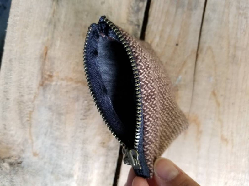 Knitting Project Bag Knitting Bag Notion Bag Zippered Project Bag Brown Upcycled Wool Notion Bag Project Bag