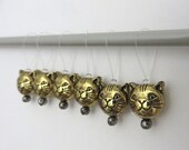 Lavoro a maglia marcatori punto | Intoppo libero Stitch Markers| Marcatori punto antincaglio | Gatto dorato segnapunti