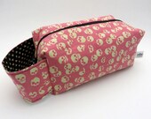 Project Bag | Knitting Bag | Knitting Project Bag | Boxy Bag | Box Bag | Sock Knitting Bag | Shawl Knitting Bag | Pink Skull Zippered Bag