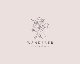 Woman Logo - Feminine Logo - Premade Logo - Premade Photography Logo - Simple Logo - Moon Logo - Mystical Logo - Logo Hipster - Boho Logo