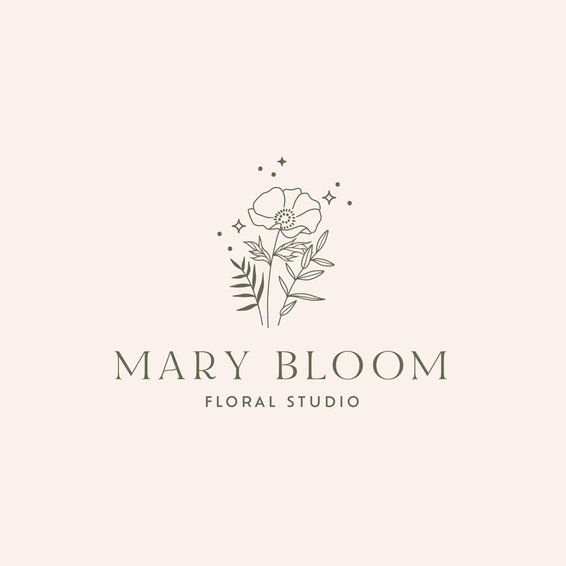 Flower Logo Feminine Logo Premade Logo Premade Photography Logo Simple Logo Wedding Logo Logo Hipster Wreath Logo image 2