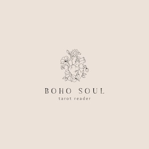 Witch Logo - Feminine Logo - Premade Logo - Premade Photography Logo - Simple Logo - Heart Logo - Boho Logo - Logo Hipster - Flower Logo
