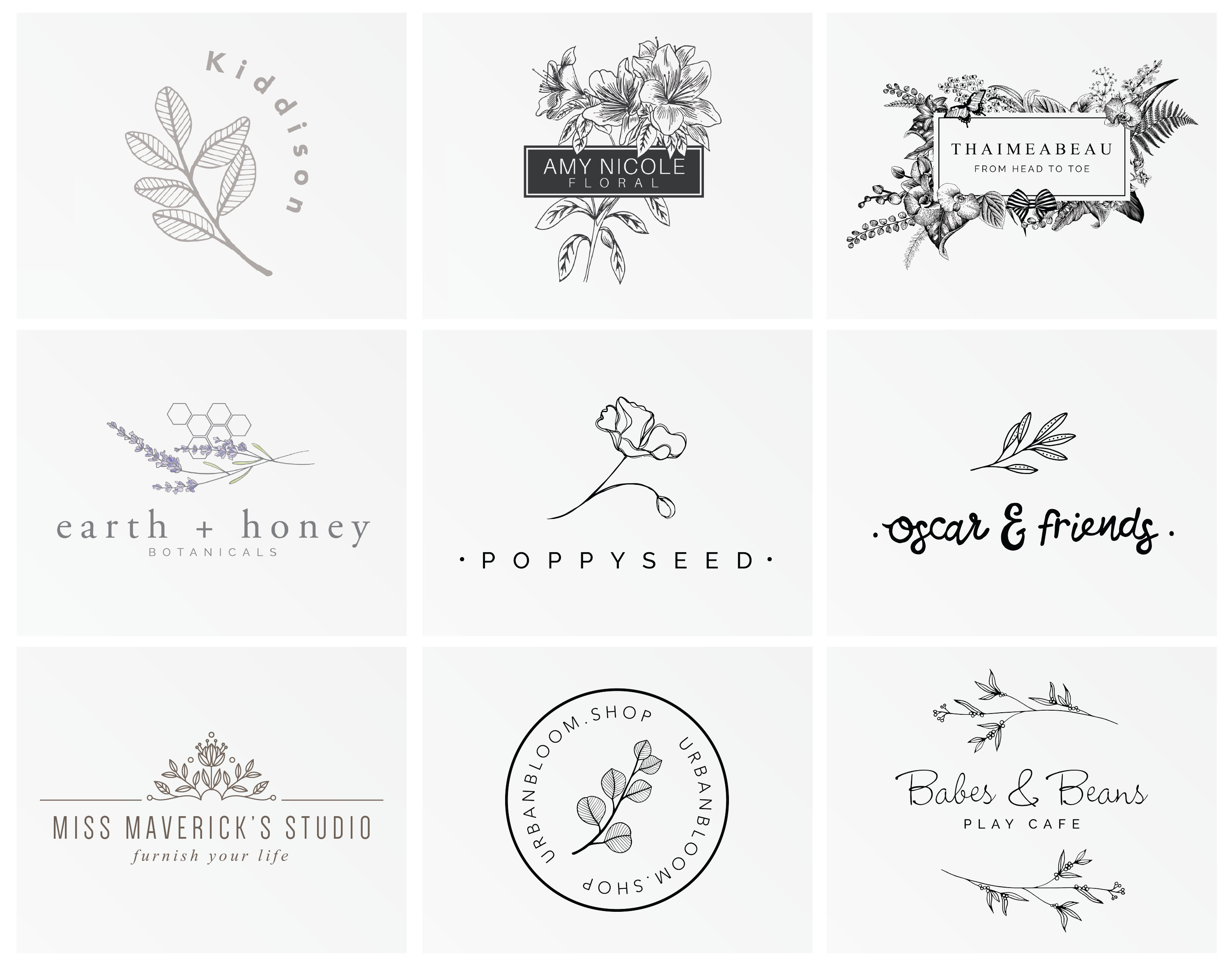 Botanical Logo Design Floral Logo Custom Logo Design | Etsy