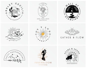 Witch Logo - Moon Logo - Magic Logo  - Hand Logo - Woman Logo - Custom Logo Design - Logo Design Custom for Business - Logo Branding Kit