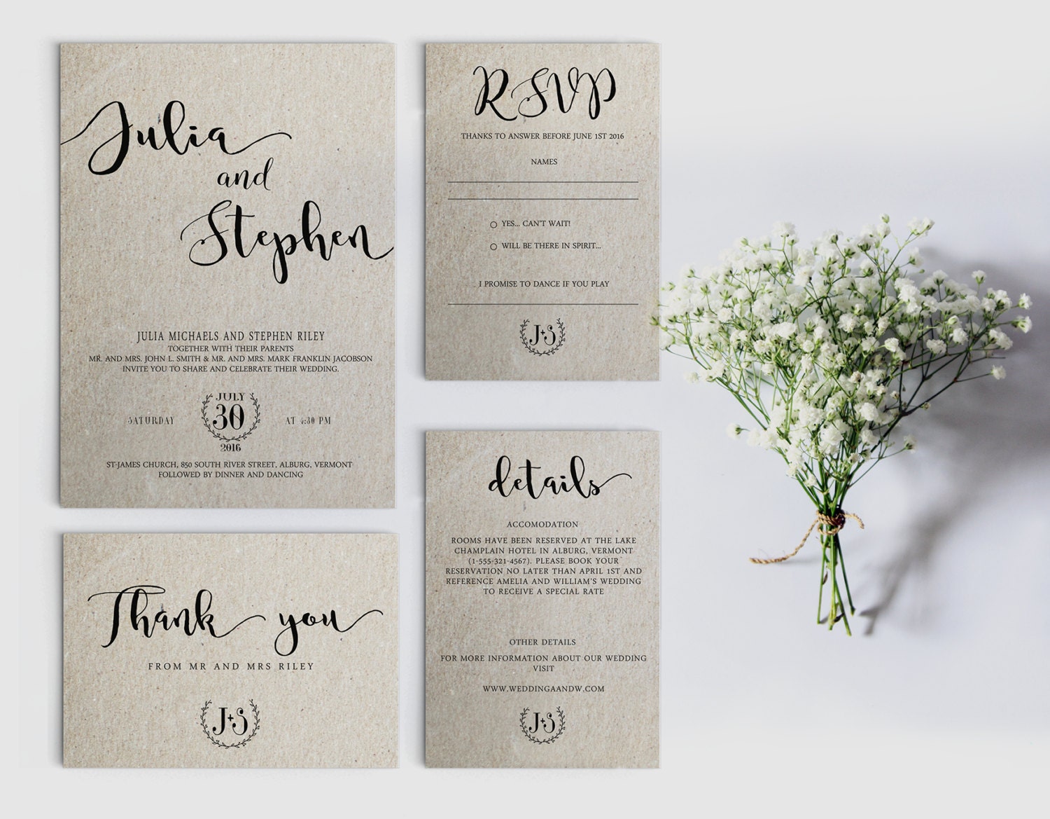 Digital wedding invitation Printable wedding invitation set Etsy