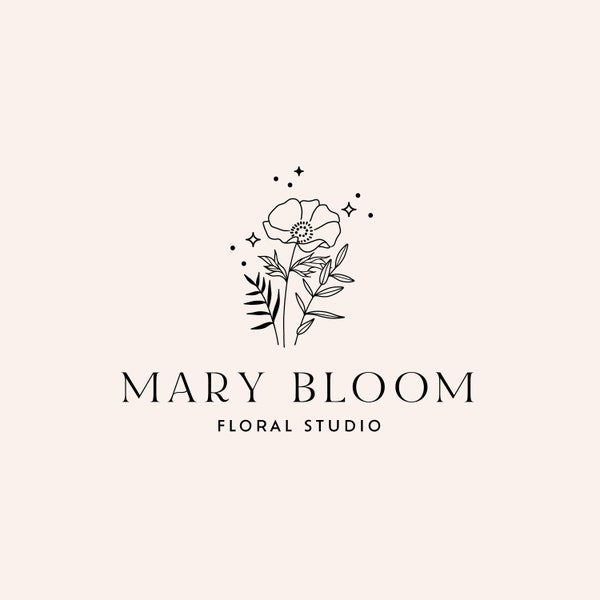 Flower Logo - Feminine Logo - Premade Logo - Premade Photography Logo - Simple Logo - Wedding Logo - Logo Hipster - Wreath Logo