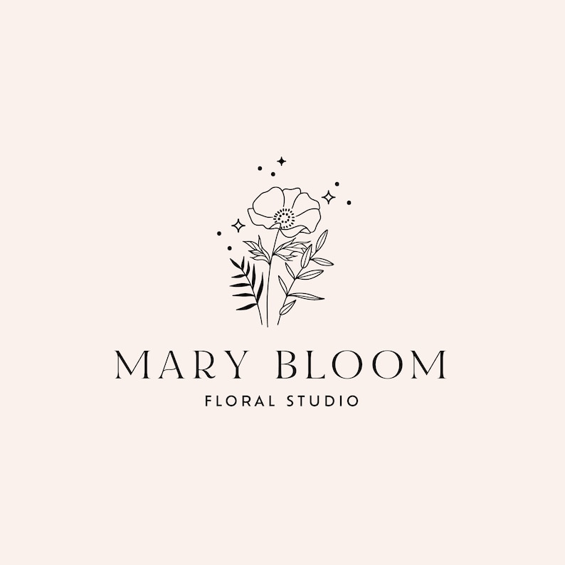 Flower Logo Feminine Logo Premade Logo Premade Photography Logo Simple Logo Wedding Logo Logo Hipster Wreath Logo image 1