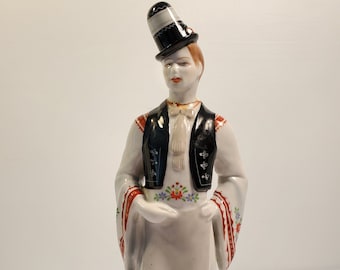 Hollohaza Hungarian Porcelain Man, Classic Costume, Hand Painted, Detail Intensive Collectable