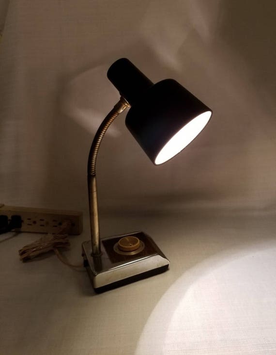 Desk Lamp Mid Century Vintage 60 S Dimmer Switch Chrome And Faux Wood Student Work Classic Retro Décor