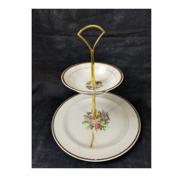 TidBit Service Antique French Saxon China Co., 1930’s, 22K Gold,  Kintsugi Inspired Repair, Beautifully Broken, Holiday Table, Entertaining