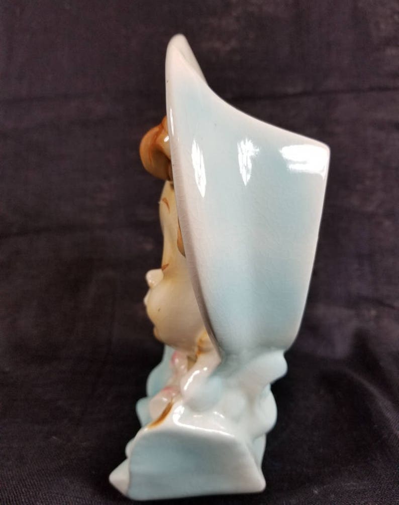 Royal Copley Wall Pocket Vase Pigtail Girl in Blue Etsy