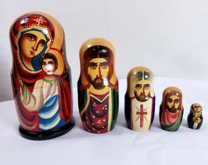 Russian Orthodox Nesting Dolls Madonna and Child Hand Etsy