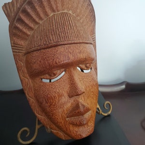 West African Wood Mask, South Nigeria, Vintage 60s, Hand Carved, Private Collection, Large Mask Wall Hanging