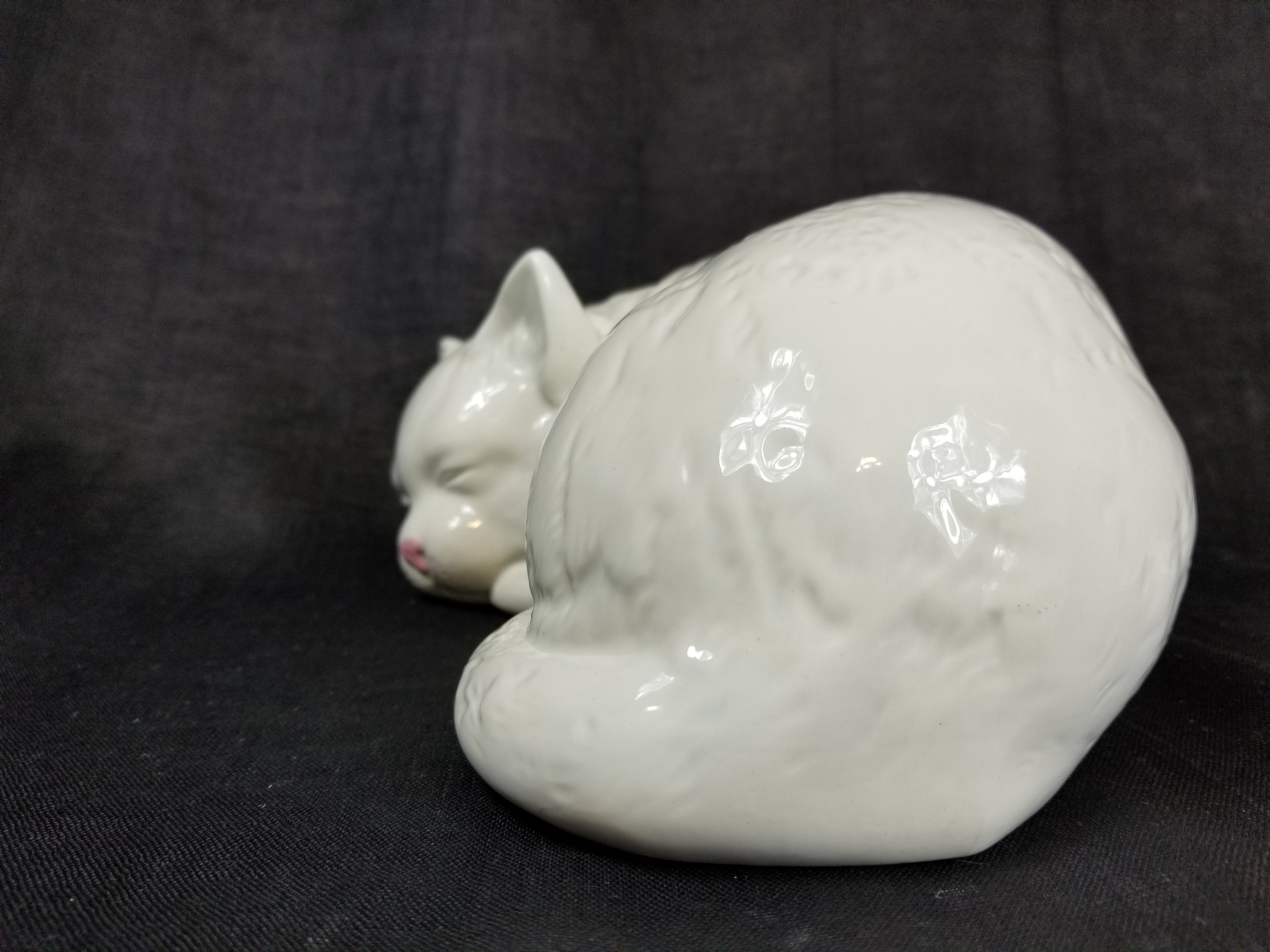 Ceramic Cat Napping Cat White Cat Domestic Cat Figurine Etsy